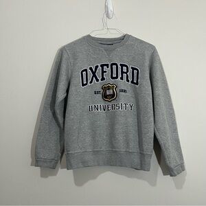 Oxford University Gray Crewneck Sweatshirt Womens S Fleece Lined Pullover Preppy